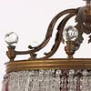 FRENCH BRASS AND CRYSTAL CHANDELIER HAVING UNUSUAL ROUND CRYSTAL BALL DECORATION C 1910. French Image - 2
