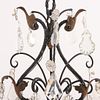 SIX ARM FRENCH IRON AND CRYSTAL CHANDELIER C 1910. Six arm French iron and crystal chandelier C Image - 2