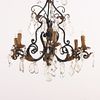 SIX ARM FRENCH IRON AND CRYSTAL CHANDELIER C 1910. Six arm French iron and crystal chandelier C Image - 3