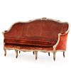 LOUIS XV STYLE PAINTED AND CARVED FRENCH SOFA C 1900. THE FINELY CARVED FRAME HAVING SUNFLOWERS IN. Image - 4