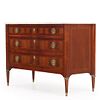 CABINET MADE DIRECTOIRE STYLE MARBLE TOP DRESSER HAVING ROUND LEGS AND CROTCH MAHOGANY DRAWER. Ca Image - 2