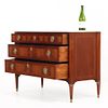 CABINET MADE DIRECTOIRE STYLE MARBLE TOP DRESSER HAVING ROUND LEGS AND CROTCH MAHOGANY DRAWER. Ca Image - 3