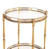 ROUND FRENCH BRASS AND GLASS BAR CART HAVING TWO REMOVABLE SERVING TRAYS C 1970. Round French Image - 3