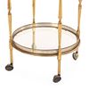ROUND FRENCH BRASS AND GLASS BAR CART HAVING TWO REMOVABLE SERVING TRAYS C 1970. Round French Image - 4