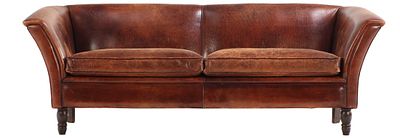 DUTCH LEATHER SOFA WITH TWO LOOSE CUSHIONS C 1965. Dutch leather sofa with two loose cushions C 