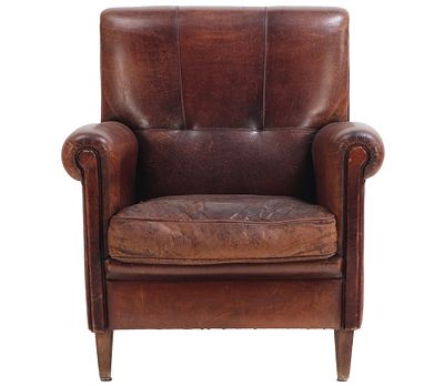 CONTINENTAL LEATHER CLUB CHAIR C 1945. Continental leather club chair C 1945. Ht: 33.75" Wd: 