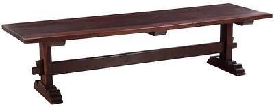 SUBSTANIAL BRAZILIAN TRESTLE TABLE MADE FROM A DENSE WOOD C 1920 HAVING MORTIS AND TENON. Substan 