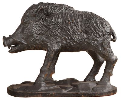 CAST IRON GARDEN SCULPTURE OF A STANDING BOAR. Cast iron garden sculpture of a standing boar. 