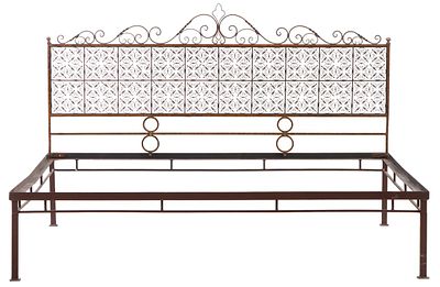 AN ITALIAN WROUGHT IRON KING SIZE HEADBOARD WITH OPTIONAL FRAME CIRCA 1950. DISMANTLES FOR. An 
