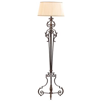 A FRENCH WROUGHT IRON FLOOR LAMP IN THE MANNER OF GILBERT POILLERAT CIRCA 1940. A French 