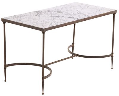 A FRENCH DIRECTOIRE STYLE BRASS AND MARBLE COFFEE TABLE C 1950. A French Directoire style brass 
