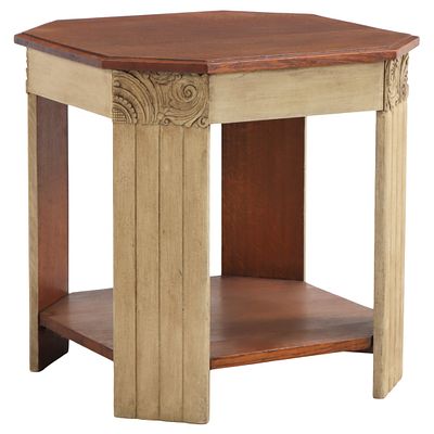 A FRENCH PARTIAL PAINTED AND ART DECO OCCASIONAL TABLE CIRCA 1940. A French partial painted and 