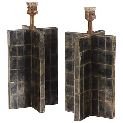 PAIR MICA COVERED TABLE LAMPS IN THE MANNER OF JEAN-MICHEL FRANK. Pair mica covered table lamps 