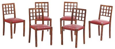 SIX FRENCH OAK DINING CHAIRS ATTRIBUTED TO VICTOR COURTRAY C 1940. Six French oak dining chairs 