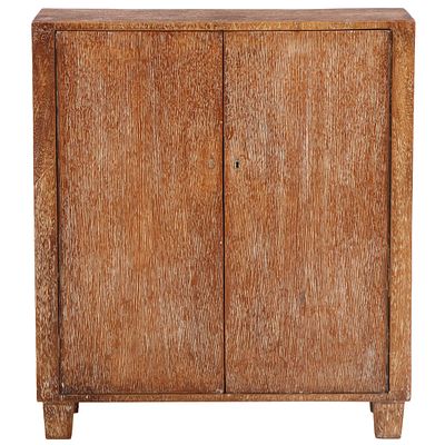 A PETITE TWO DOOR CERUSED OAK CABINET IN THE MANNER OF JEAN MICHEL-FRANK C 1940. A petite two 