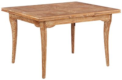 A CERUSED OAK DINING TABLE HAVING TWO PULL OUT LEAVES C 1945. A cerused oak dining table having 