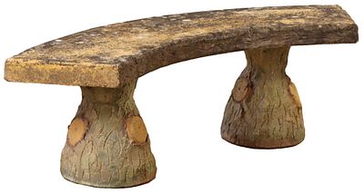 THREE PIECE FRENCH CAST STONE FAUX BOIS GARDEN BENCH. ENSUITE WITH PREVIOUS LOT. Three piece 