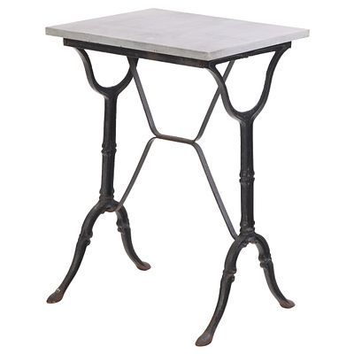 RARE PETITE FRENCH CAST IRON AND MARBLE TOP BISTRO TABLE. Rare petite French cast iron and 