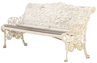COALBROOKDALE CAST IRON GARDEN BENCH C 1880. Coalbrookdale cast iron garden bench c 1880. Ht: 