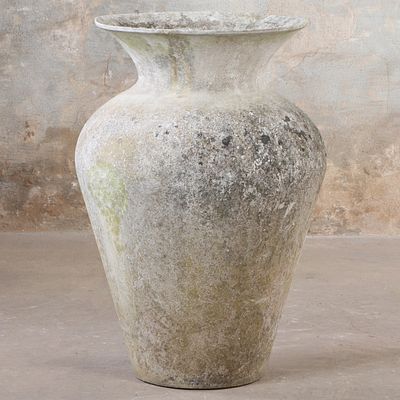 RARE FRENCH CAST STONE PLANTER IN THE FORM OF AN OLIVE JAR DESIGNED BY WILLY GUHL C 1970. Rare 