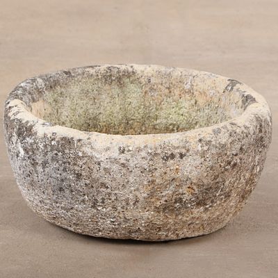 RUSTIC FRENCH CARVED STONE PLANTER C 1880. Rustic French carved stone planter C 1880. Ht: 8" 