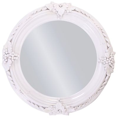 PORCELAIN MIRROR WITH GRAPES BY LABARGE. Porcelain mirror with grapes by LaBarge. Ht: 29.5" Wd: 
