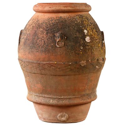 ITALIAN TERRACOTTA OLIVE JAR SIGNED ANTONIO VANNI IMPRUNETA. Italian terracotta olive jar 