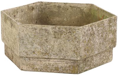 FRENCH MODERNIST CAST STONE SIX SIDED PLANTER DESIGNED BY WILLY GUHL C 1970. French Modernist 