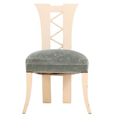 PAINTED FRENCH BOUDOIR OR SIDE CHAIR C 1945. Painted French boudoir or side chair C 1945 Ht: 