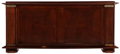 MAHOGANY AND BRONZE MOUNTED FRENCH SIDEBOARD HAVING TWO DOORS IN THE MANNER OF ANDRE ARBUS C. Mah 