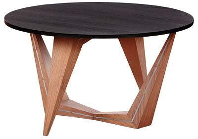 A TEAK COFFEE TABLE WITH METAL INLAY BY MAXIMILIAN EICKE FOR MAX ID. A teak coffee table with 