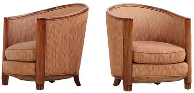 PAIR OF FRENCH ART DECO TUB CHAIRS C 1935. Pair of French Art Deco tub chairs C 1935. Ht: 