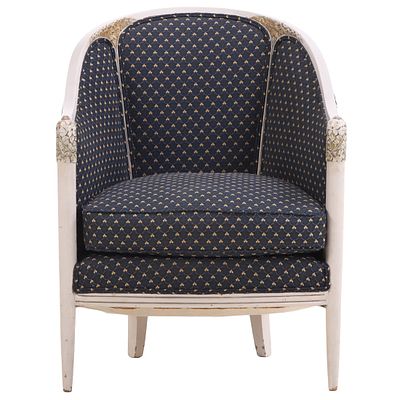 FRENCH ART DECO PAINTED AND CARVED LOUNGE CHAIR ATTRIBUTED TO PAUL FOLLOT C 1930. French Art 