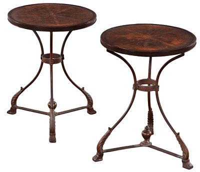 PAIR OF IRON GUERIDONS IN THE FRENCH MANNER. Pair of iron Gueridons in the French manner. Ht: 