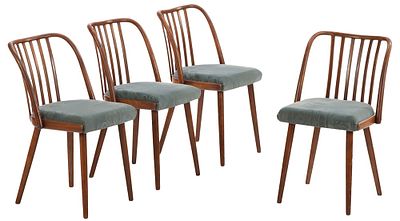FOUR CONTINENTAL SLAT BACK BENTWOOD CHAIRS C 1940. Four continental slat back bentwood Chairs C 