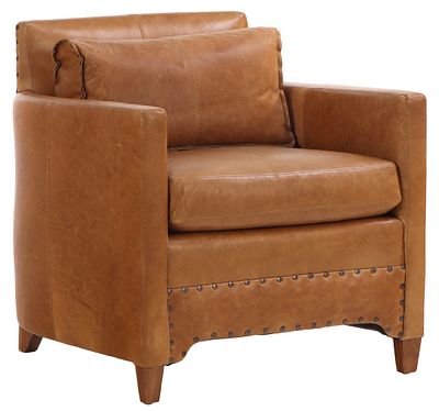 MODERN LEATHER ARM CHAIR IN THE MANNER OF JEAN-MICHEL FRANK. Modern leather arm chair in the 