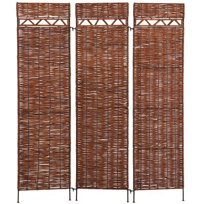 ITALIAN WICKER AND IRON THREE PANEL SCREEN C 1960. Italian wicker and iron three panel screen C 