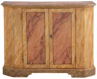 ITALIAN LATE NINETEENTH CENTURY FAUX PAINTED TWO DOOR CREDENZA. Italian late nineteenth century 