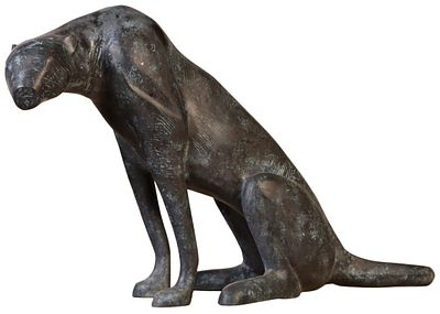 AN ART DECO STYLE BRONZE CAT FOR YOUR GARDEN,. An Art Deco style bronze cat for your garden, Ht: 