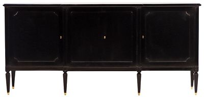 EBONIZED MAHOGANY SIDEBOARD HAVING FOUR DOORS AND A FITTED INTERIOR C 1940. Ebonized mahogany 