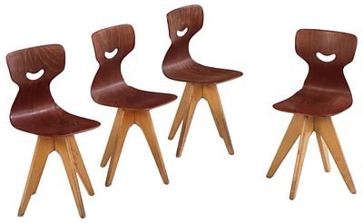 FOUR BENTWOOD CHILDREN'S CHAIRS C 1960. Four bentwood children's chairs C 1960. Ht: 28.75" Wd: 