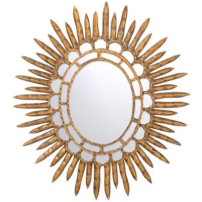 GILTWOOD STARBURST MIRROR C 1960. Giltwood starburst mirror C 1960. Ht: 23.25" Wd: 20.5" Dpth: 