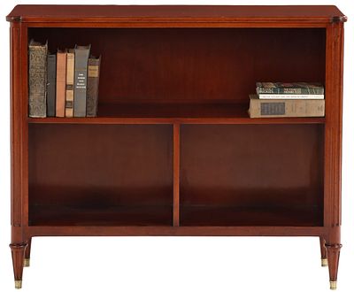 OPEN MAHOGANY BOOKCASE C 1950 IN THE LOUIS XVI STYLE LABELED NORDISKA. Open mahogany bookcase C 