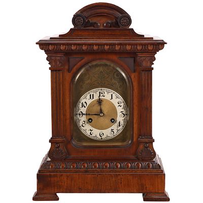 CONTINENTAL BRACKET CLOCK HAVING CARVED WALNUT CASE C. 19TH CENTURY. Continental bracket clock 