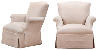PAIR OF UPHOLSTERED LOUNGE CHAIRS THAT SWIVEL C 1950. Pair of upholstered lounge chairs that 