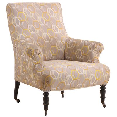 NAPOLEON III LIBRARY CHAIR C 1860 RESTING ON TURNED EBONIZED FEET AND REUPHOLSTERED WITH A. Napol 