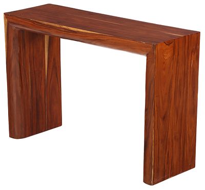 A MID CENTURY MODERN CONSOLE TABLE IN STAINED CEDAR WOOD. A mid century modern console table in 