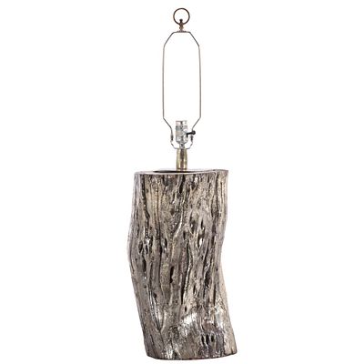 SILVERED WOOD TABLE LAMP IN THE MANNER OF SERGE ROCHE. Silvered wood table lamp in the manner 