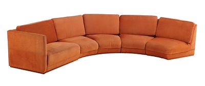 FIVE PIECE CURVED SECTIONAL SOFA C 1970. Five piece curved sectional sofa C 1970. Ht: 34" Wd: 