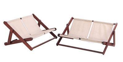 PAIR OF VINTAGE FOLDING WOOD BENCHES DESIGNED BY GILLIS LUNDGREN FOR IKEA. Pair of vintage 